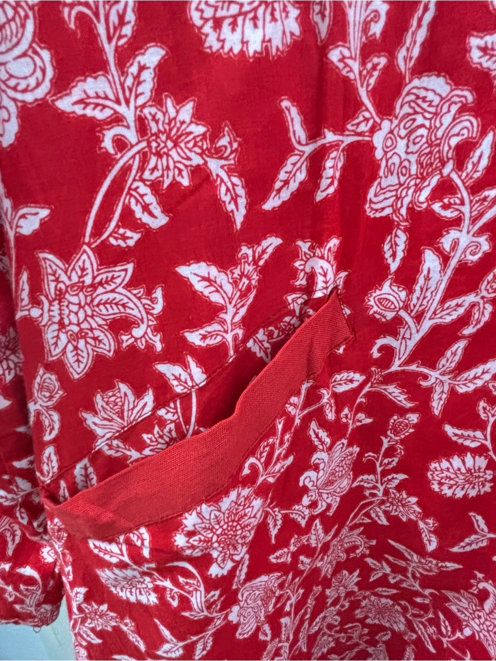Red Floral Button-Front Tunic Coat - Picture 4 of 5